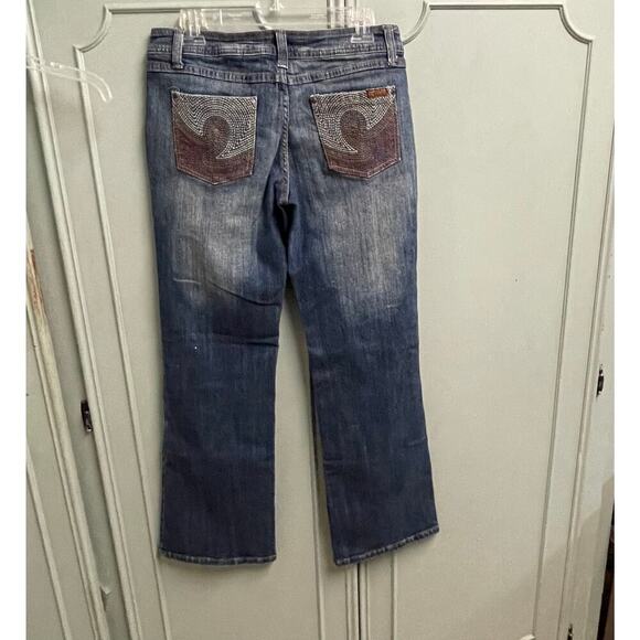 Zana Di Vintage Flare Jeans Size 13 Embroidered Pockets Bootcut Y2K Dark Wash - Picture 3 of 6